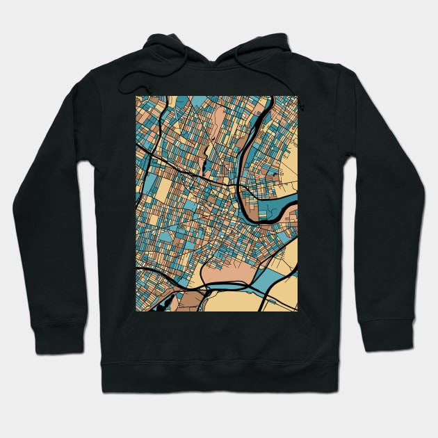 Newark Map Pattern in Mid Century Pastel Hoodie by PatternMaps